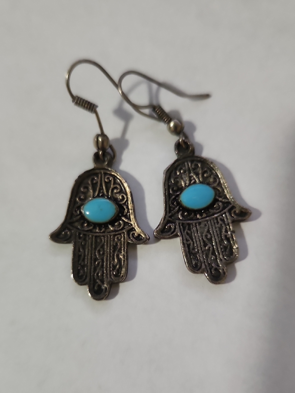 Turquoise Hamsa Drop Earrings - Women Jewelry